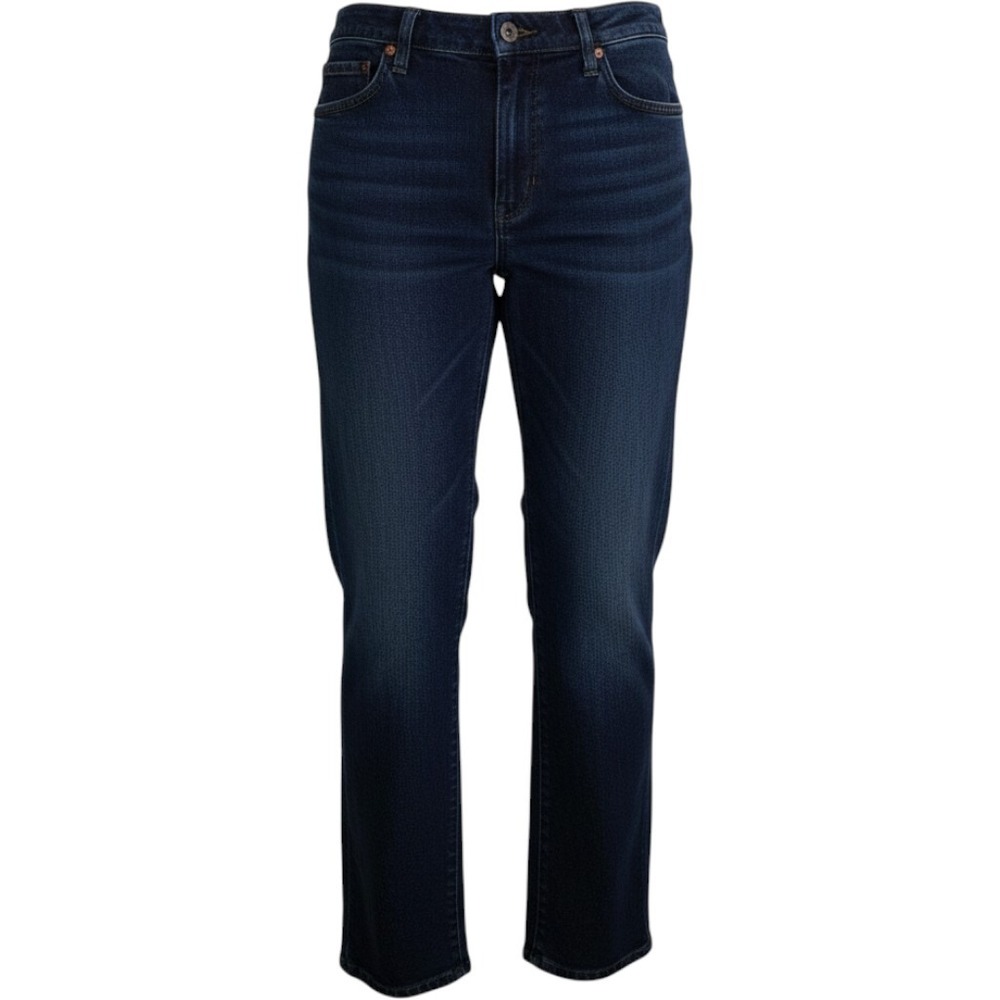 Isaac Mizrahi Target Dark Wash High Rise Straight Leg Jeans Back Zip Womens 6